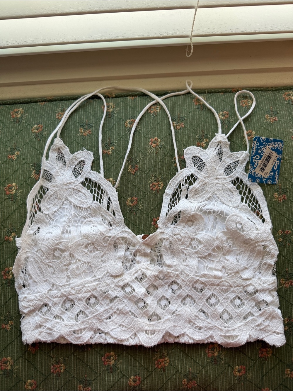 Free People White Floral Crochet Lace Bandeau Bralette